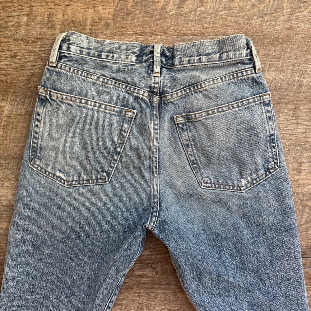 Frame Le Orginal Jeans High Rise Distressed Button Fly Cascade Blue Rips Size 25 - Picture 7 of 12